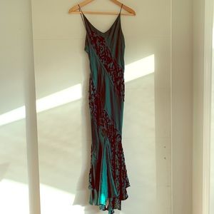 1990s Roberto Cavalli Emerald Silk Slip Dress
